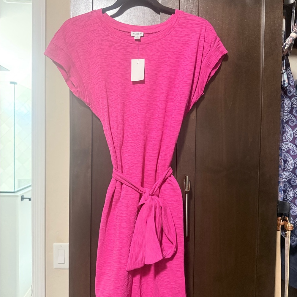 J. Crew Pink Wrap Tie Front Mini Dress